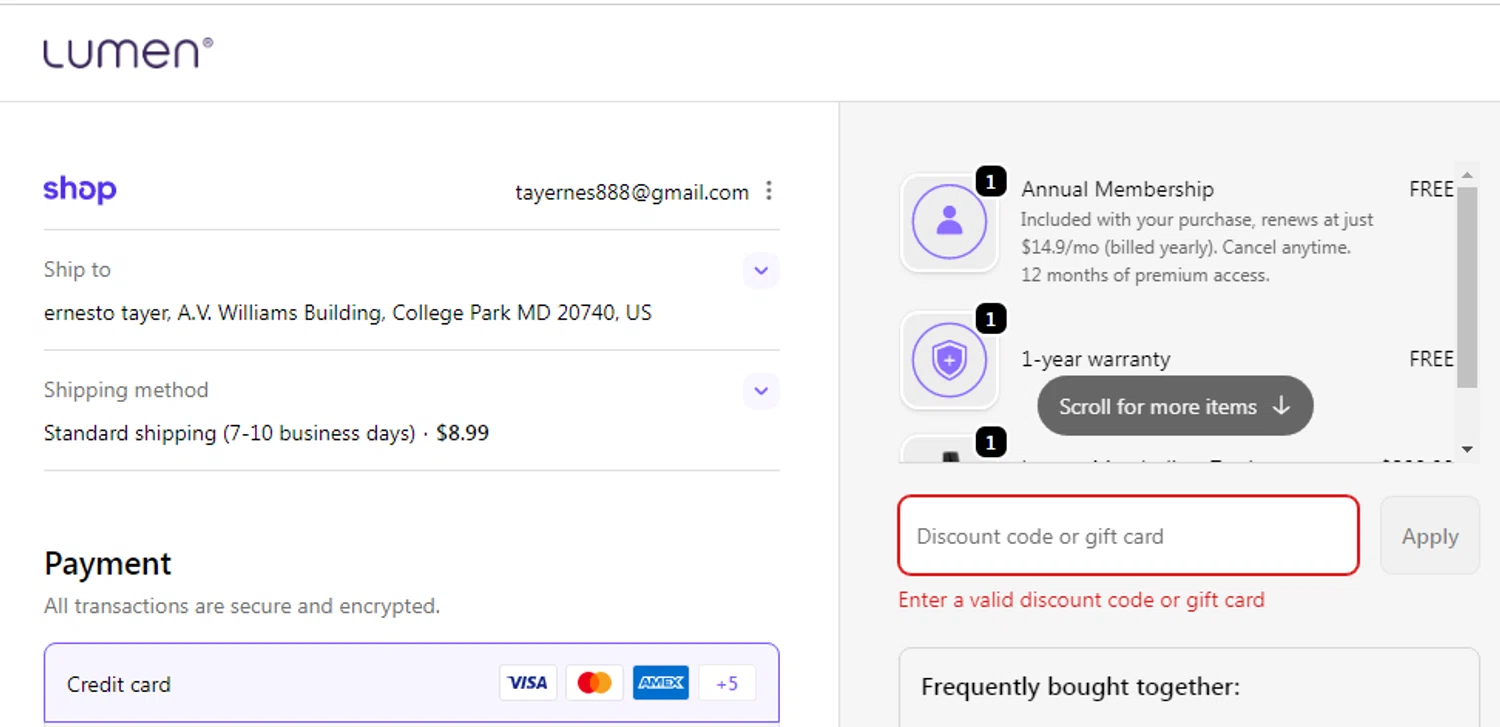 Carv discount code screenshot showing code REFER-X8EXE9BA6G applied at Carv checkout page. Uploaded by SimplyCodes community member Braun007 on Nov 10, 2025