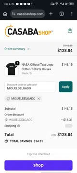 MIGUELDELGADO coupon verification screenshot