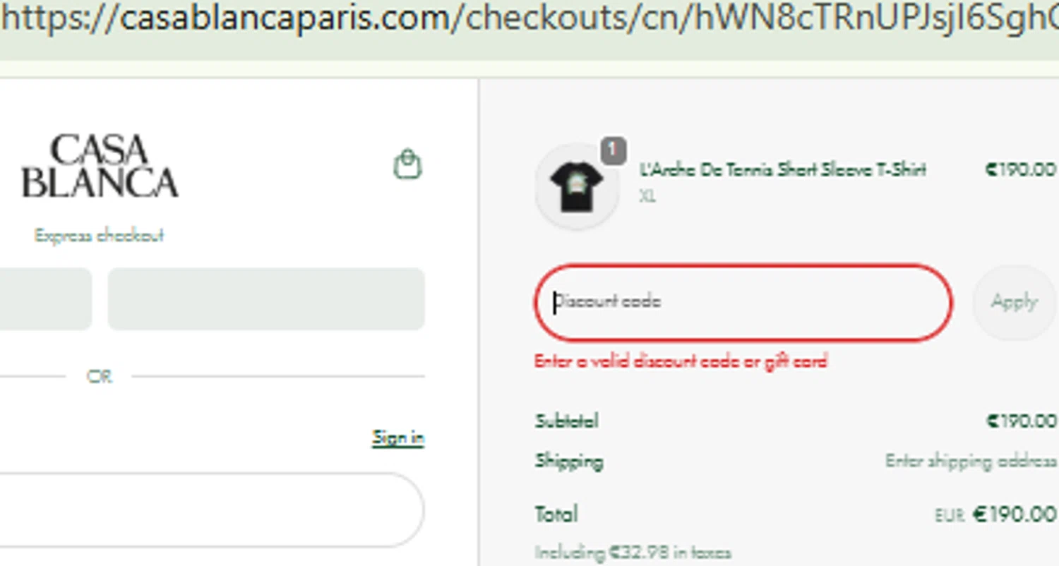Casablanca promo code screenshot showing code PRIVATESALE30 applied at Casablanca checkout page. Uploaded by SimplyCodes community member RewardFinder4836 on Feb 10, 2026