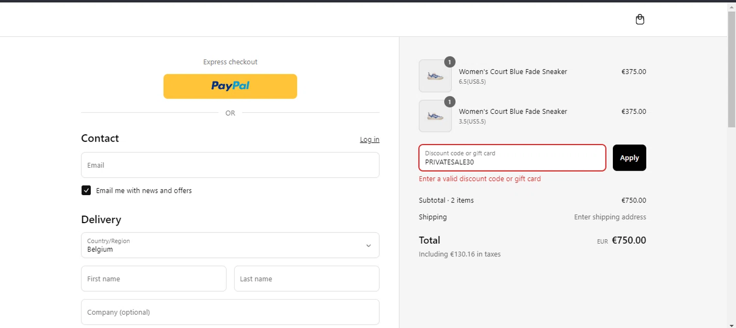Casablanca promo code screenshot showing code PRIVATESALE30 applied at Casablanca checkout page. Uploaded by SimplyCodes community member MRDEAL on Mar 4, 2025