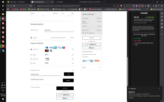 Casadei checkout page showing Casadei promo code box | Screenshot taken by SimplyCodes community member on Sep 1, 2025