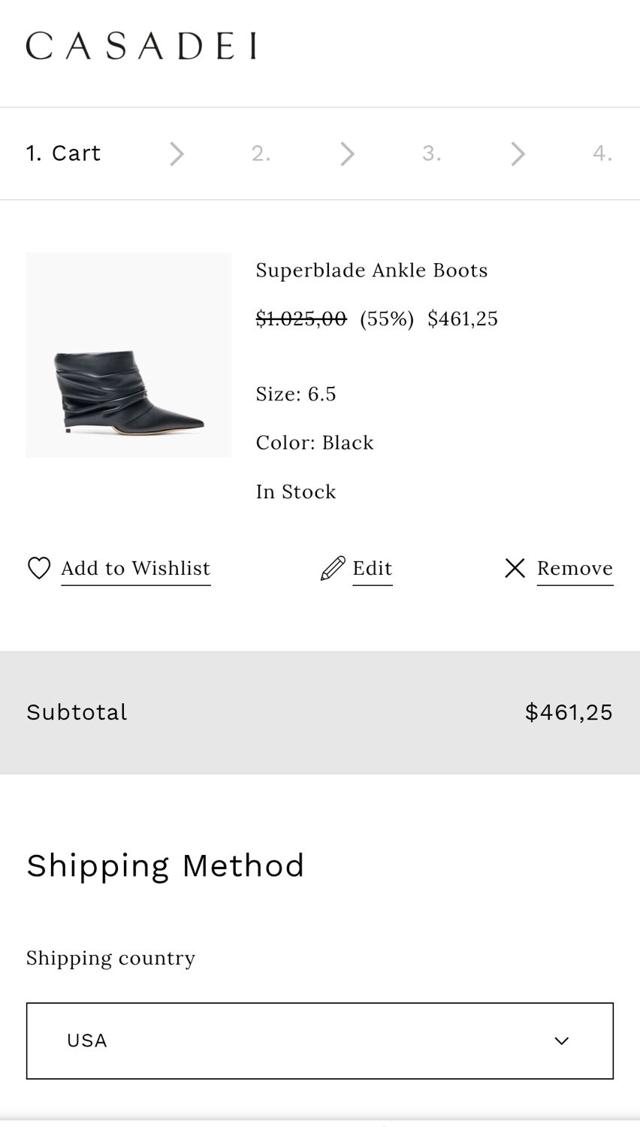 Casadei checkout page showing Casadei promo code box | Screenshot taken by SimplyCodes community member on Sep 22, 2025