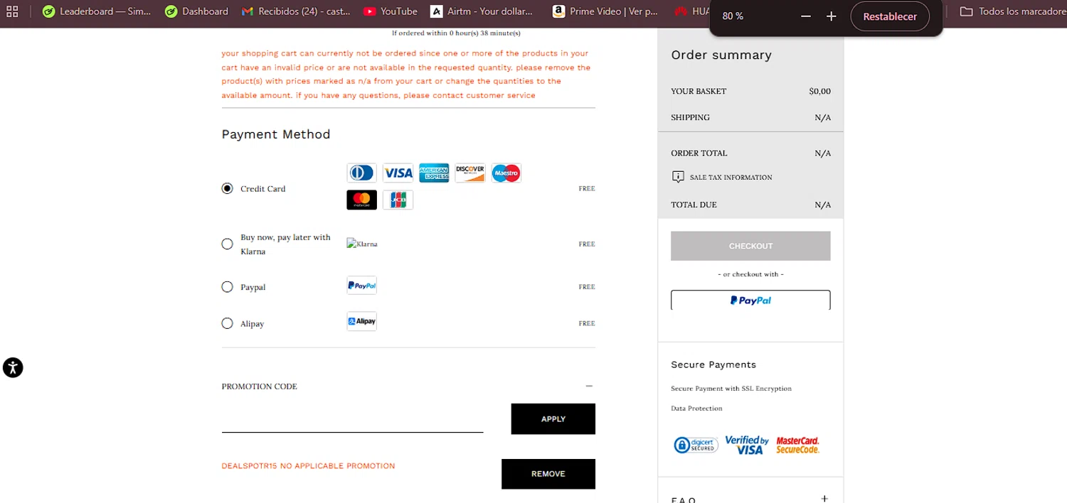 Casadei promo code screenshot showing code DEALSPOTR15 applied at Casadei checkout page. Uploaded by SimplyCodes community member RebatePhoenix6042 on Aug 17, 2025