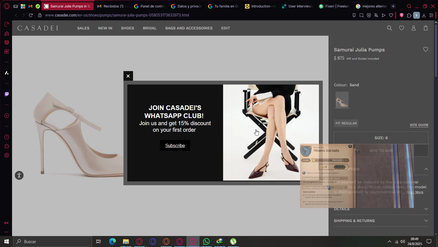 Casadei promo code screenshot showing code CASADEI_US15 applied at Casadei checkout page. Uploaded by SimplyCodes community member SOMY_Manda on Aug 24, 2025