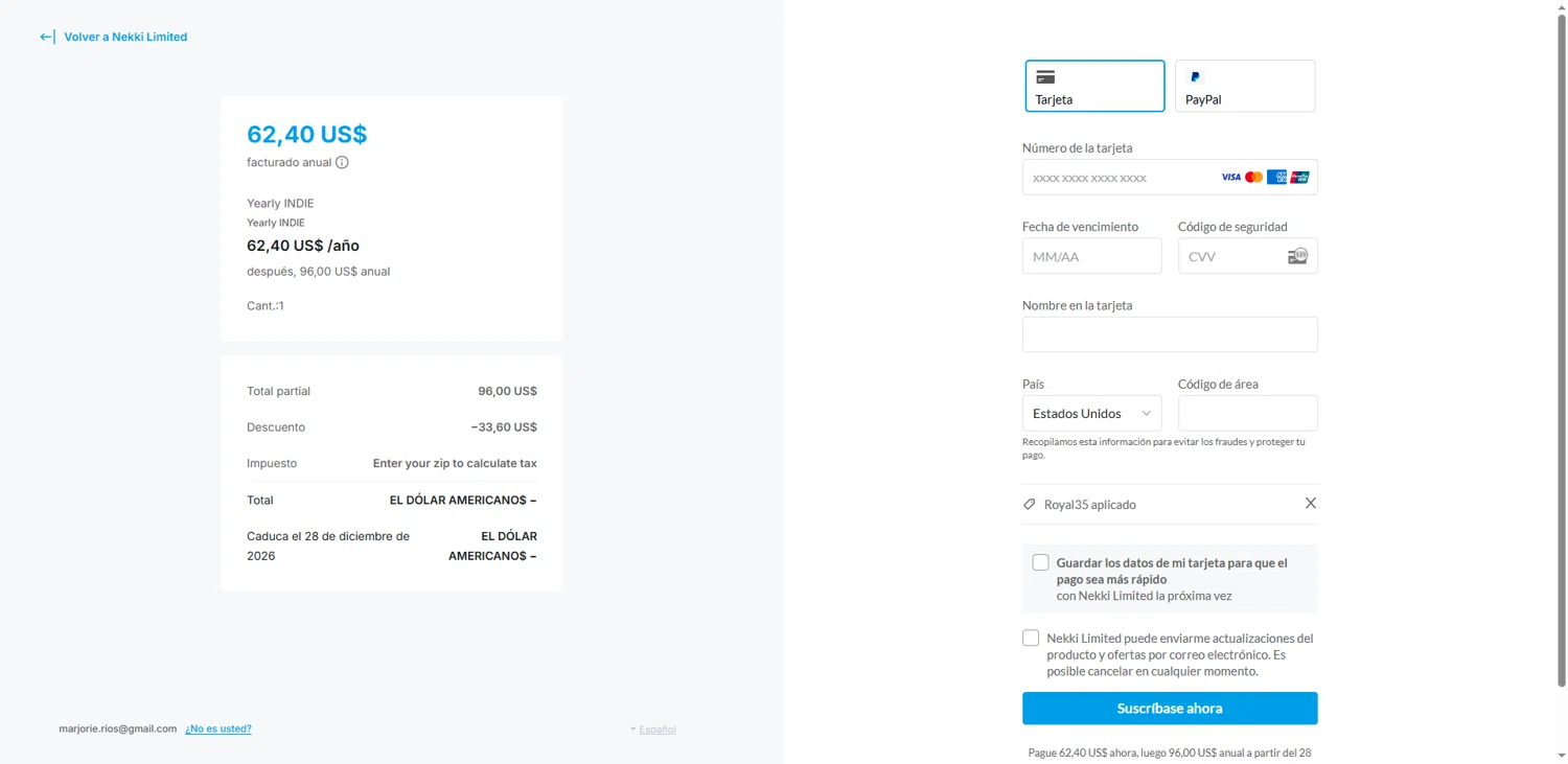 Cascadeur promo code screenshot showing code ROYAL35 applied at Cascadeur checkout page. Uploaded by SimplyCodes community member pabloprieto on Dec 28, 2025