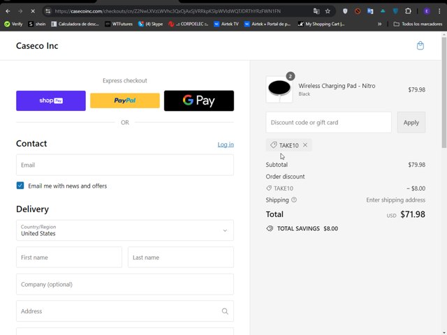Caseco checkout page showing Caseco coupon code box | Screenshot taken by SimplyCodes community member on Aug 20, 2024