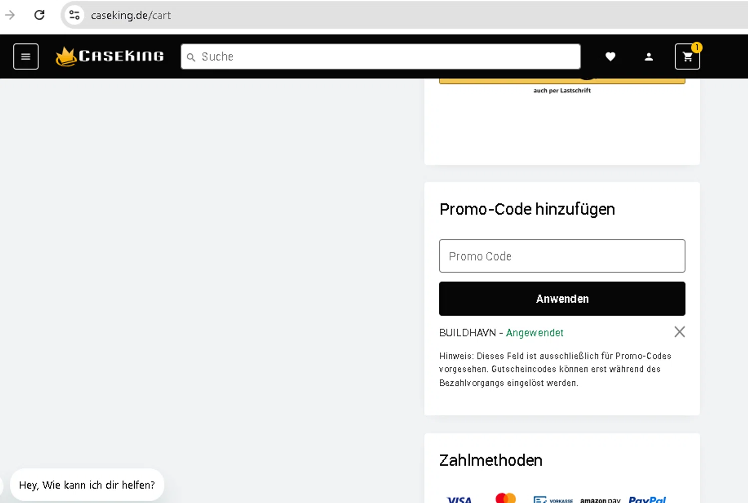 Caseking checkout page showing Caseking discount code box | Screenshot taken by SimplyCodes community member on Jan 25, 2026