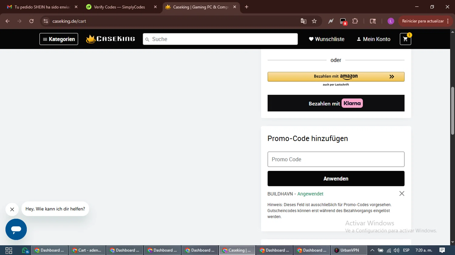 Caseking checkout page showing Caseking discount code box | Screenshot taken by SimplyCodes community member on Jan 31, 2026