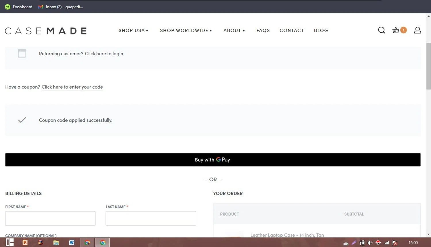 Casemade promo code screenshot showing code Insta10 applied at Casemade checkout page. Uploaded by SimplyCodes community member PaticoBel on Oct 4, 2025