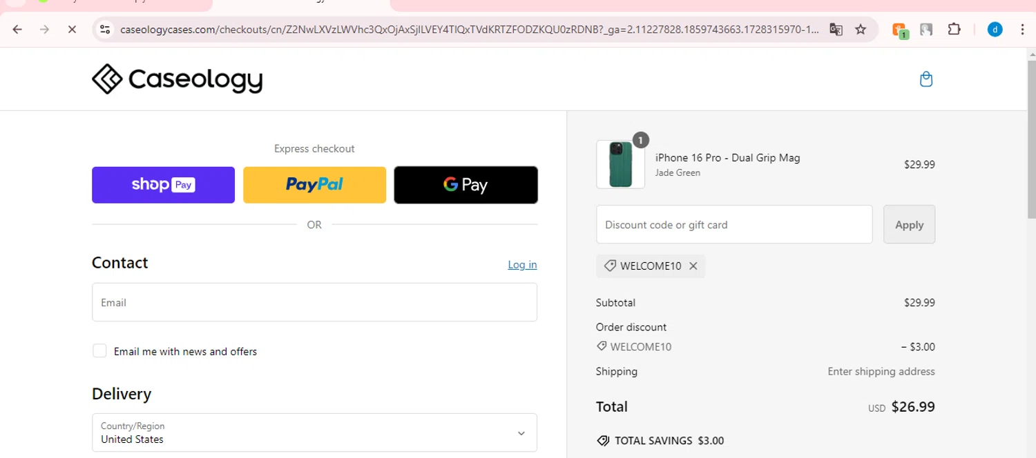 where to use Caseology promo code box