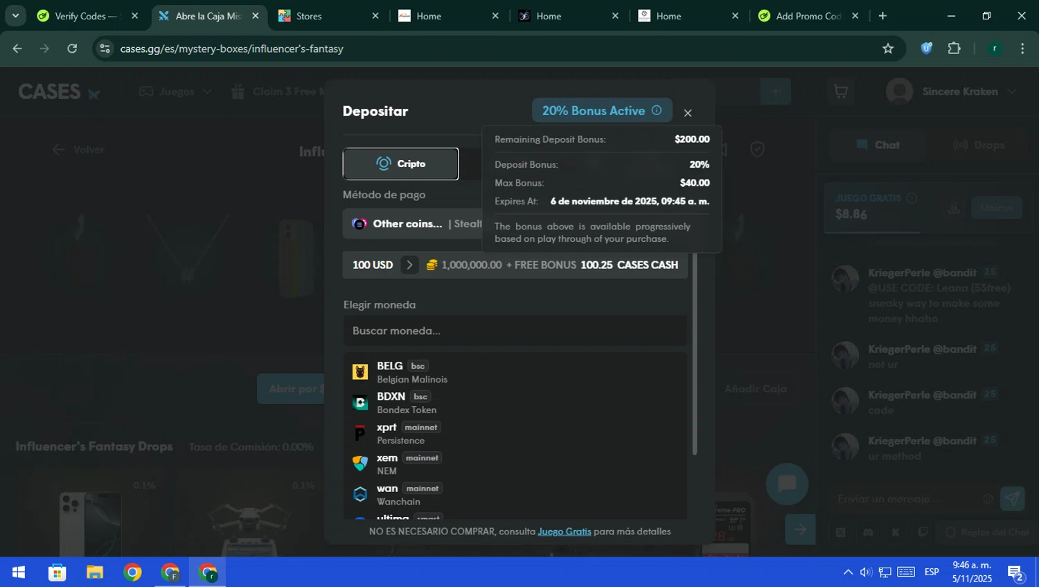Cases.gg promo code screenshot showing code DEVN applied at Cases.gg checkout page. Uploaded by SimplyCodes community member rodri1 on Nov 5, 2025