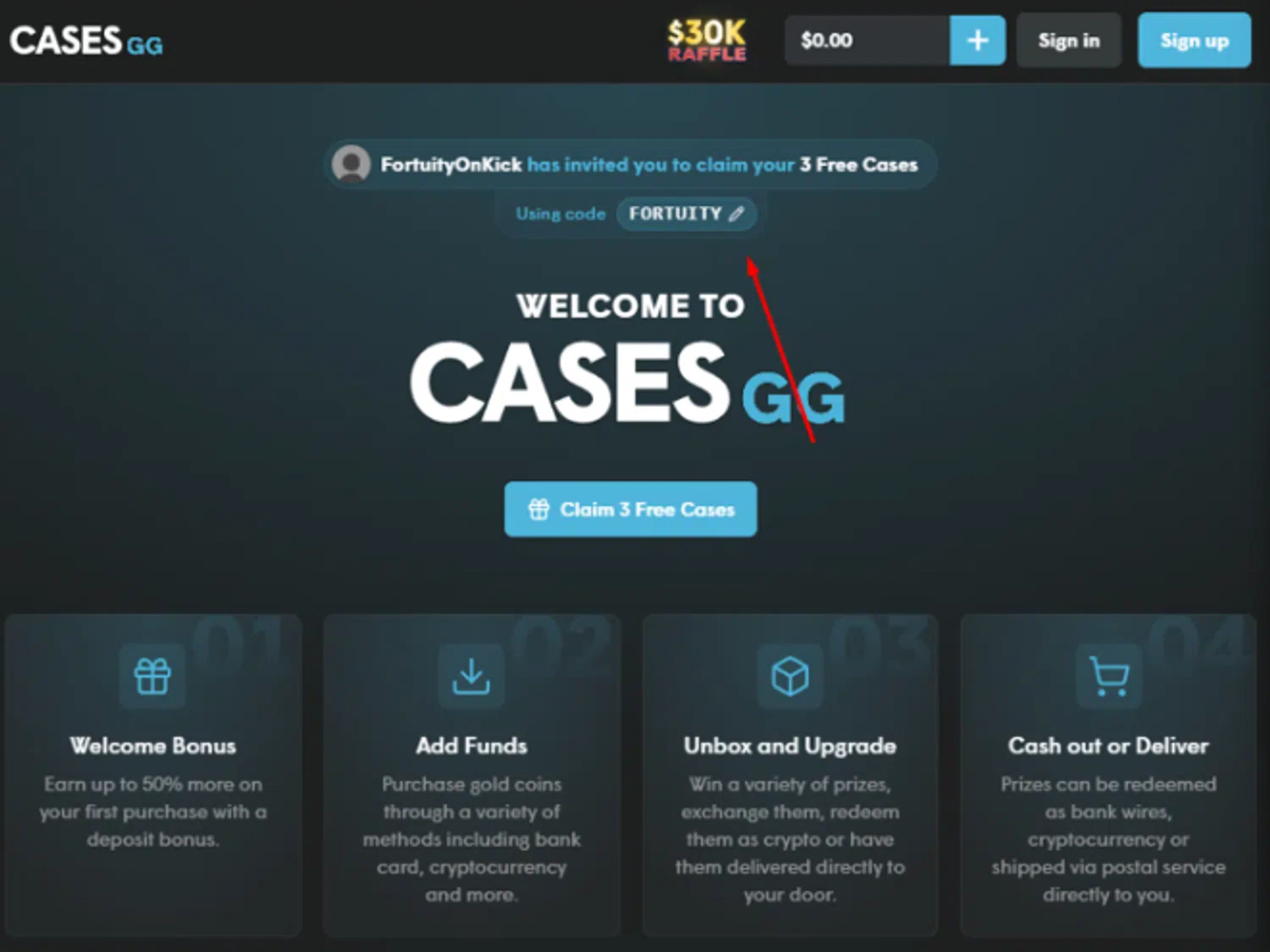 Cases.gg checkout page showing Cases.gg promo code box | Screenshot taken by SimplyCodes community member on Jan 20, 2026