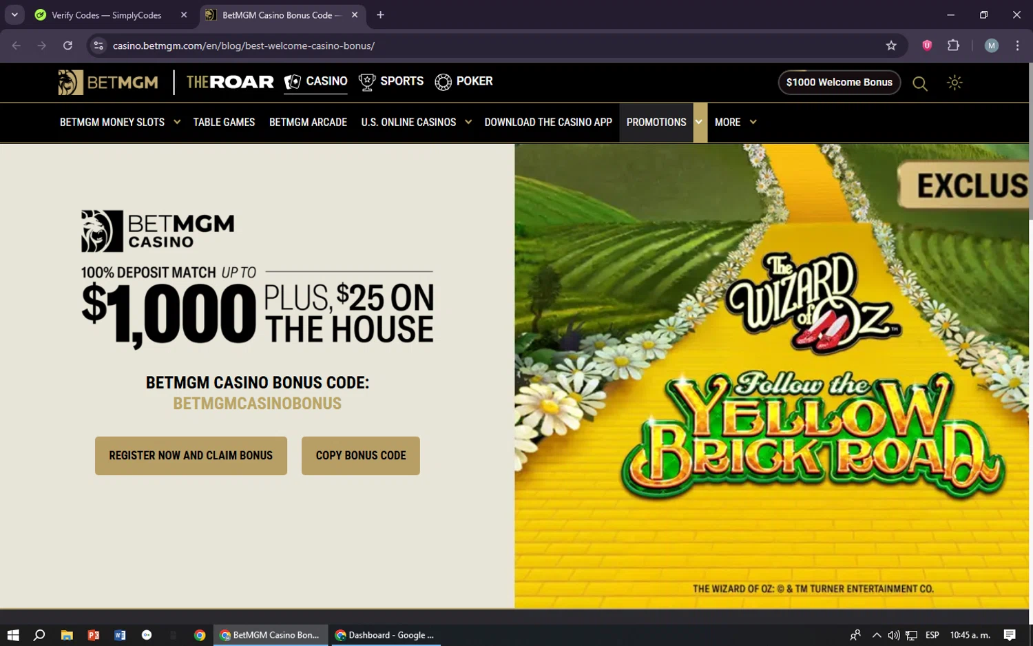 BetMGM Casino promo code screenshot showing code BETMGMCASlNOBONUS applied at BetMGM Casino checkout page. Uploaded by SimplyCodes community member maraxo on Sep 14, 2025