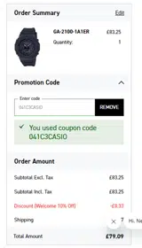 041C3CASIO coupon verification screenshot