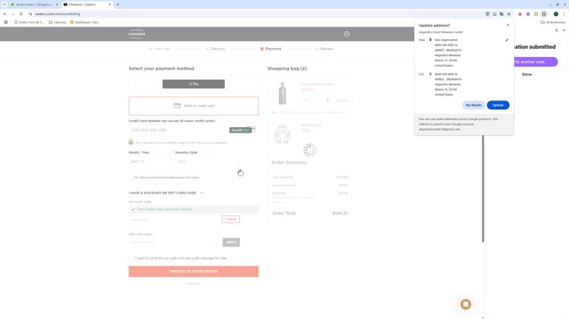 Caskers checkout page showing Caskers discount code box | Screenshot taken by SimplyCodes community member on Jul 1, 2025