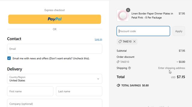 Caspari checkout page showing Caspari discount code box | Screenshot taken by SimplyCodes community member on Apr 19, 2025