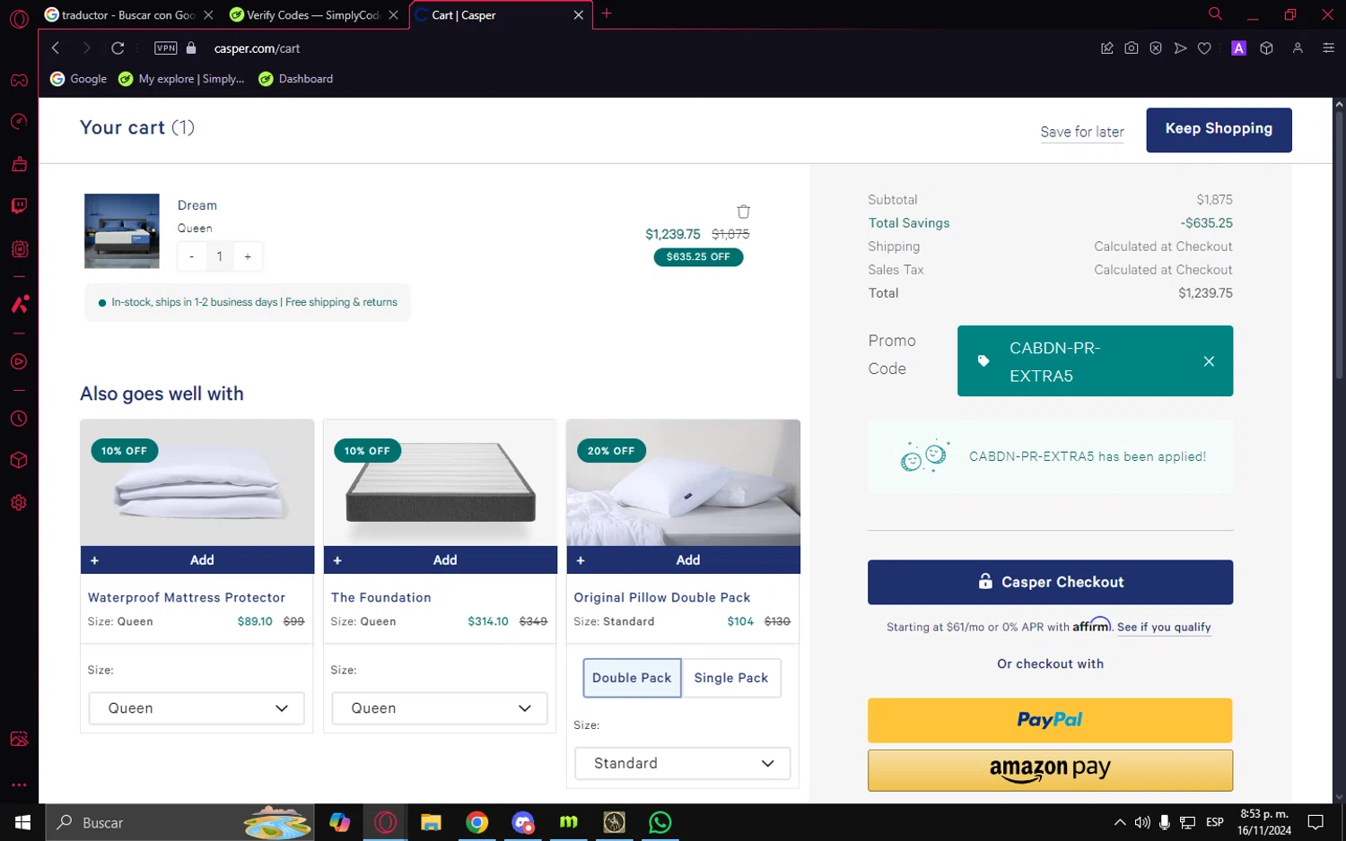 how to use Casper Mattress coupons