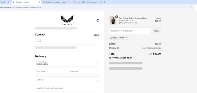 Castore checkout page showing Castore discount code box | Screenshot taken by SimplyCodes community member on Aug 24, 2025