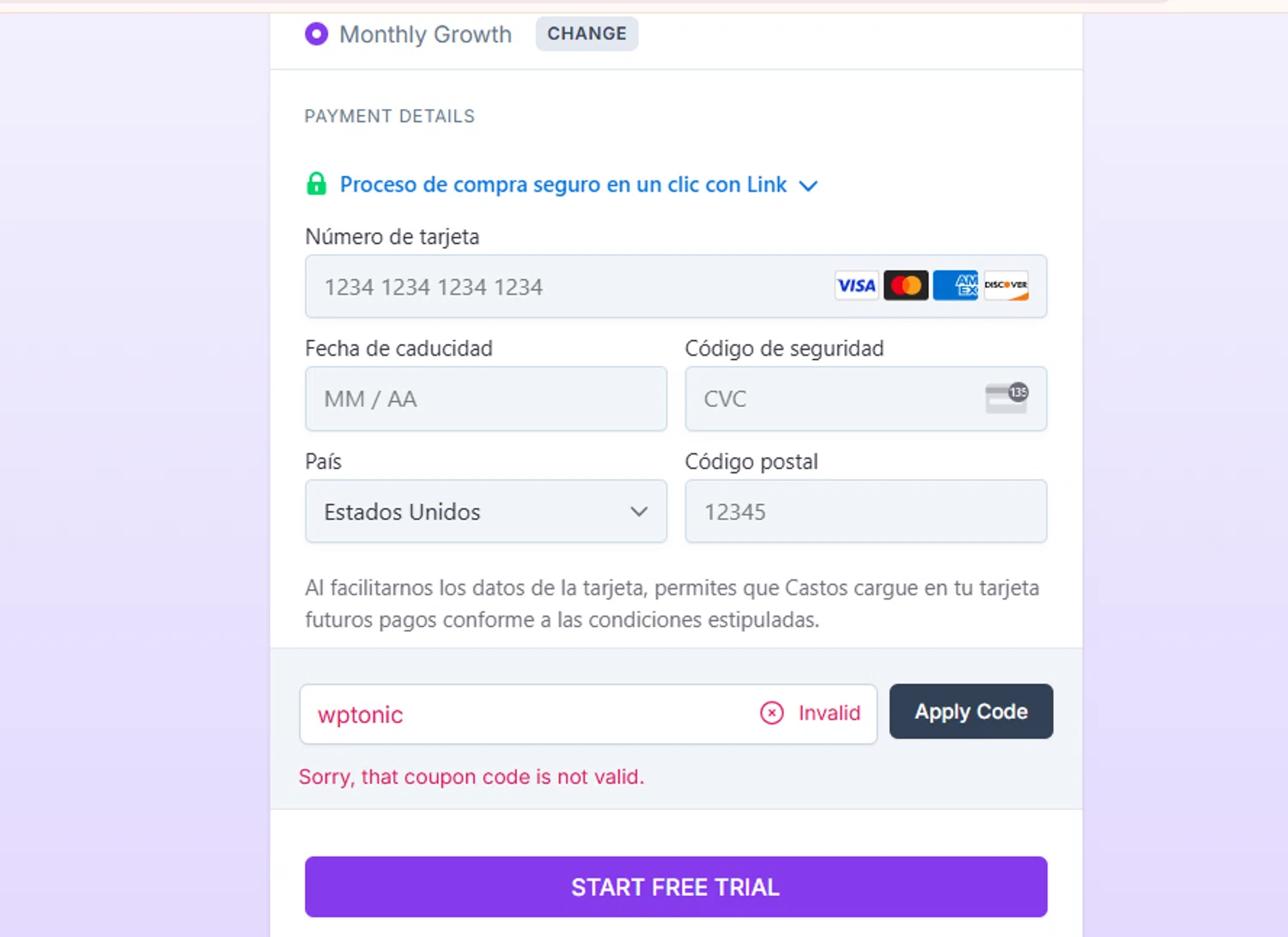 Castos discount code screenshot showing code wptonic applied at Castos checkout page. Uploaded by SimplyCodes community member SnoopDogg on Apr 26, 2025