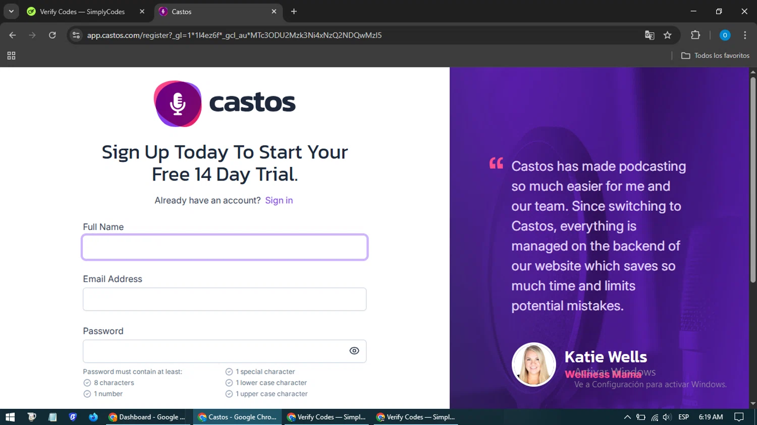 Castos discount code screenshot showing code wptonic applied at Castos checkout page. Uploaded by SimplyCodes community member GoldHunter9818 on May 5, 2025