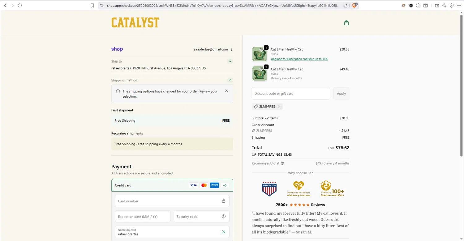Catalyst checkout page showing Catalyst promo code box | Screenshot taken by SimplyCodes community member on Jan 30, 2026
