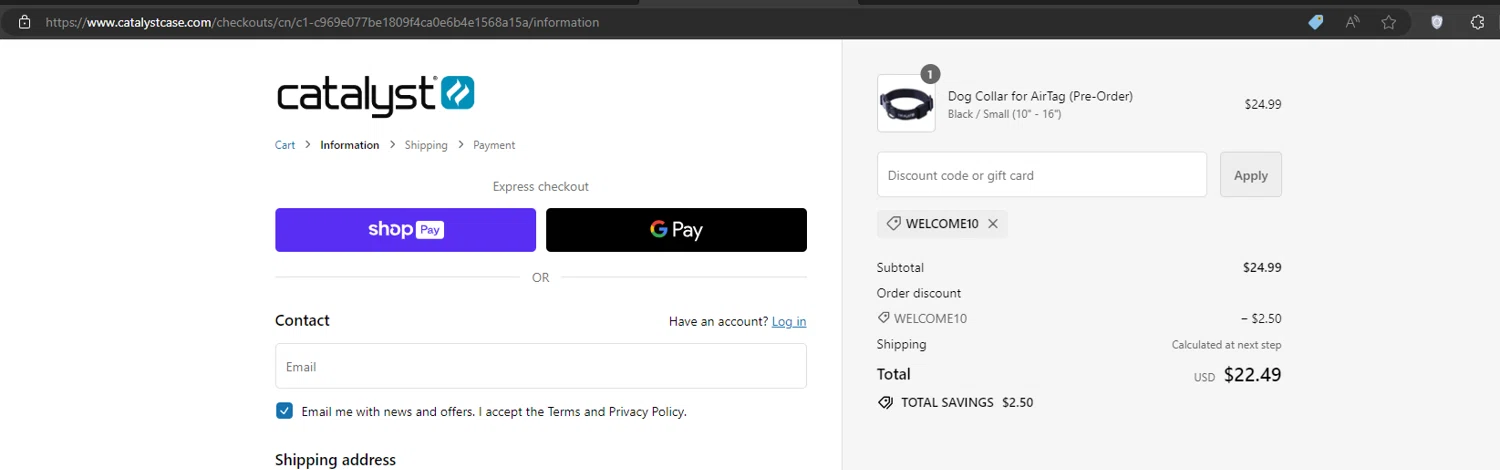 where to use Catalyst Case promo code box