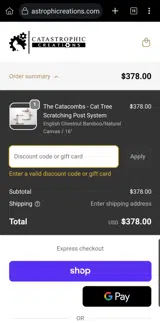 Catastrophic Creations coupon verification screenshot