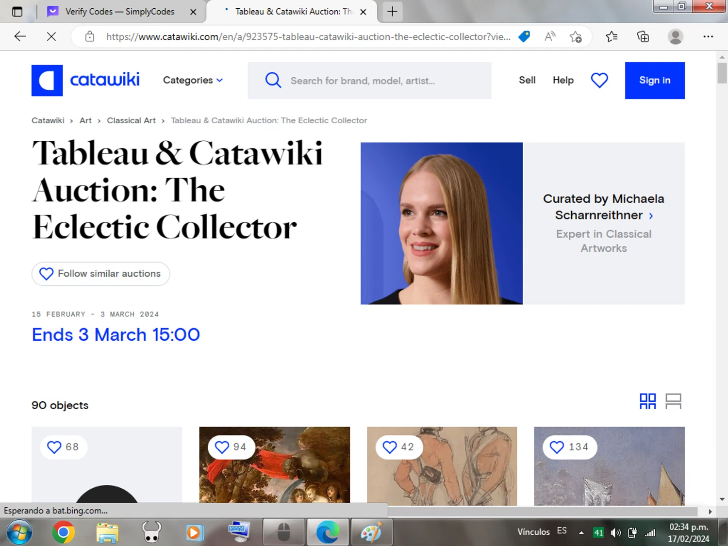 Catawiki checkout page showing Catawiki promo code box | Screenshot taken by SimplyCodes community member on Feb 17, 2024