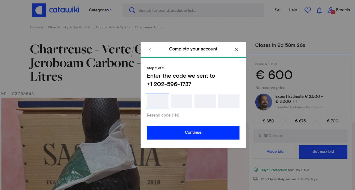 Catawiki promo code screenshot showing code WELCOME10 applied at Catawiki checkout page. Uploaded by SimplyCodes community member berdetweet on Feb 15, 2025
