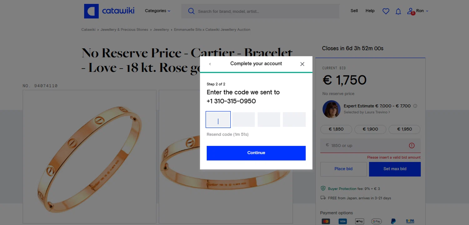 Catawiki promo code screenshot showing code GRWDD50 applied at Catawiki checkout page. Uploaded by SimplyCodes community member SimplyCVerlie on Mar 10, 2025