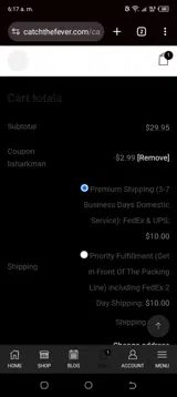 Catch The Fever coupon verification screenshot