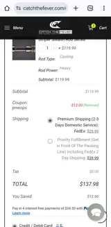 Catch The Fever coupon verification screenshot