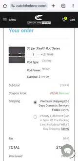 Catch The Fever coupon verification screenshot