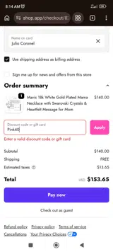 PINK40 coupon verification screenshot
