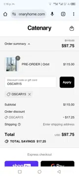 OSCAR15 coupon verification screenshot