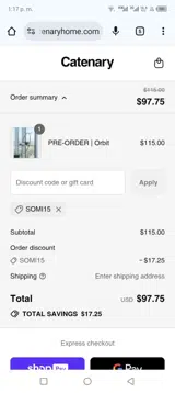 SOMI15 coupon verification screenshot