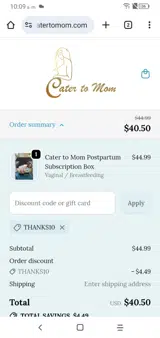 THANKS10 coupon verification screenshot