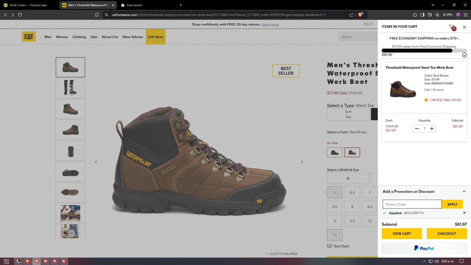 where to use Cat Footwear promo code box