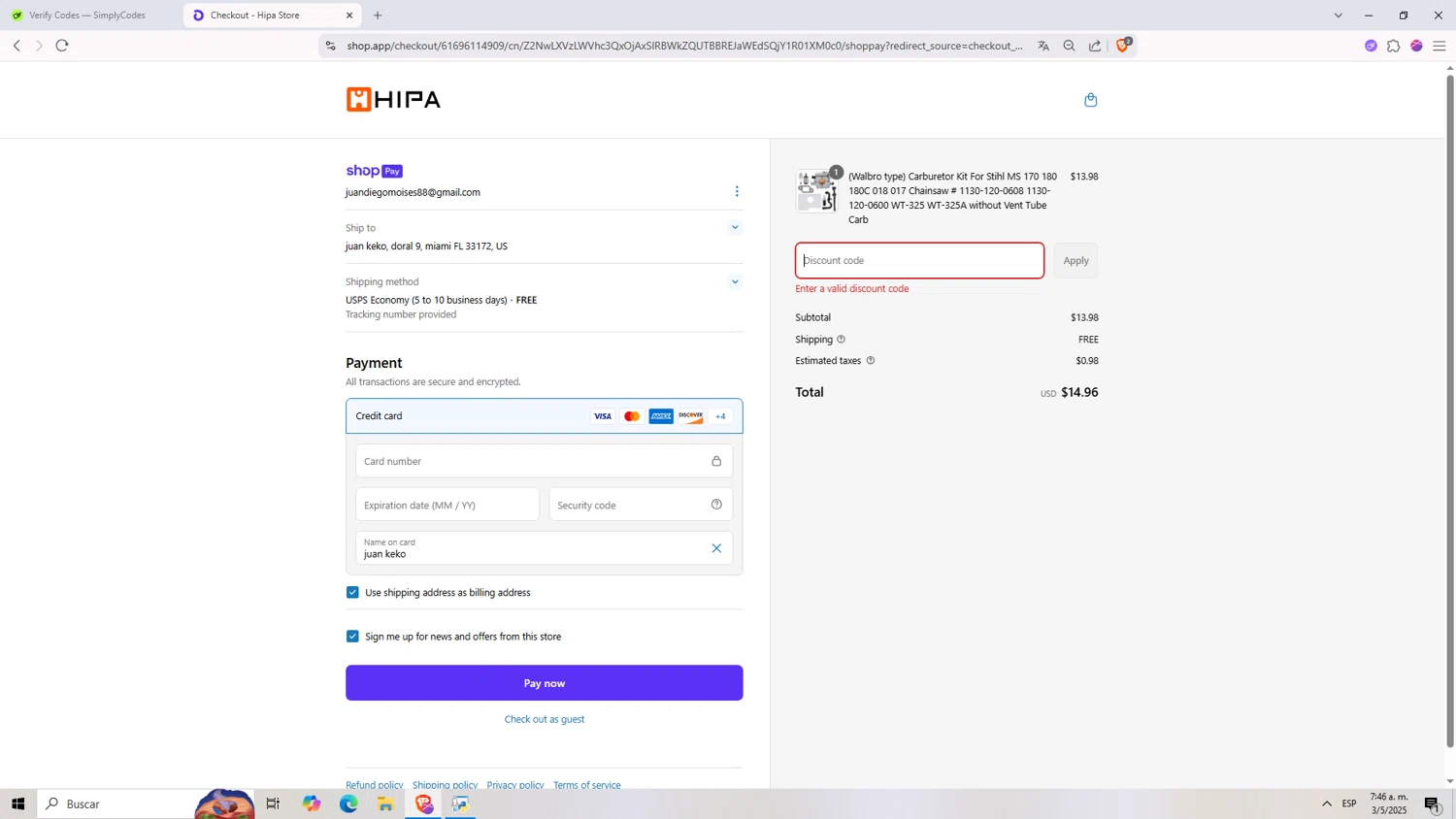 Cat Footwear US promo code screenshot showing code HARDWORK applied at Cat Footwear US checkout page. Uploaded by SimplyCodes community member NARUTO_UZUMAKIsx on May 5, 2025