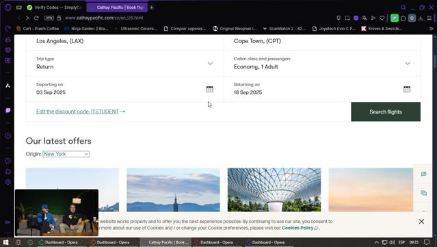 Cathay Pacific Airways checkout page showing Cathay Pacific Airways promo code box | Screenshot taken by SimplyCodes community member on Sep 1, 2025