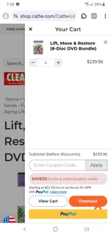 SAVE20 coupon verification screenshot