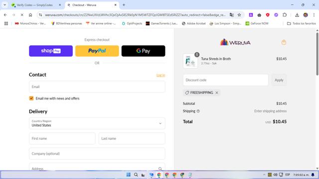 Cat Person checkout page showing Cat Person discount code box | Screenshot taken by SimplyCodes community member on Mar 25, 2025