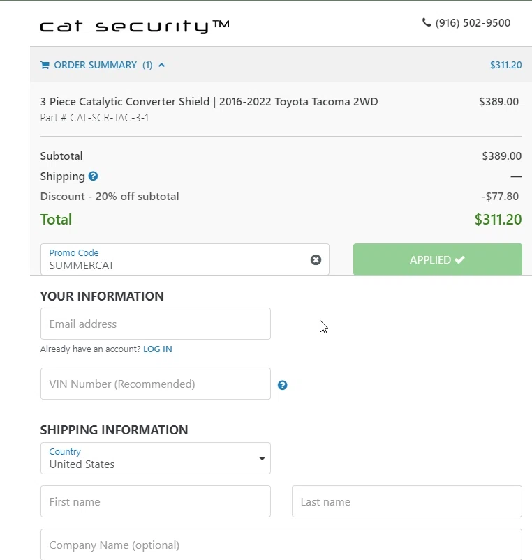 where to use Central Parts Warehouse promo code box