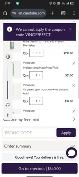 VINOPERFECT coupon verification screenshot