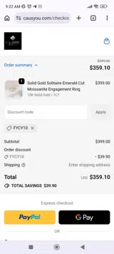 FYCY10 coupon verification screenshot