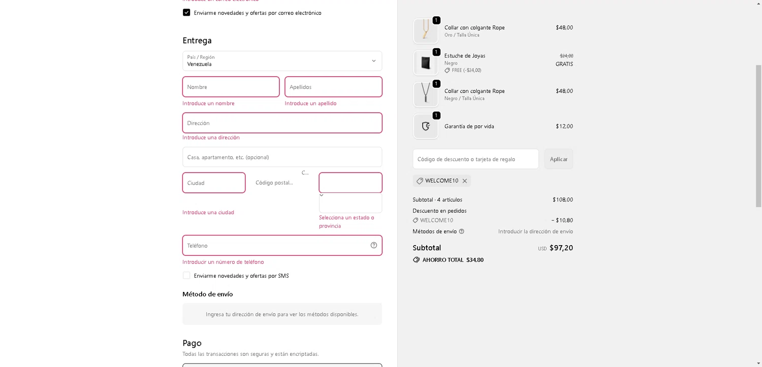 Cavaier discount code screenshot showing code WELCOME10 applied at Cavaier checkout page. Uploaded by SimplyCodes community member SwiftLynx7415 on Nov 16, 2025