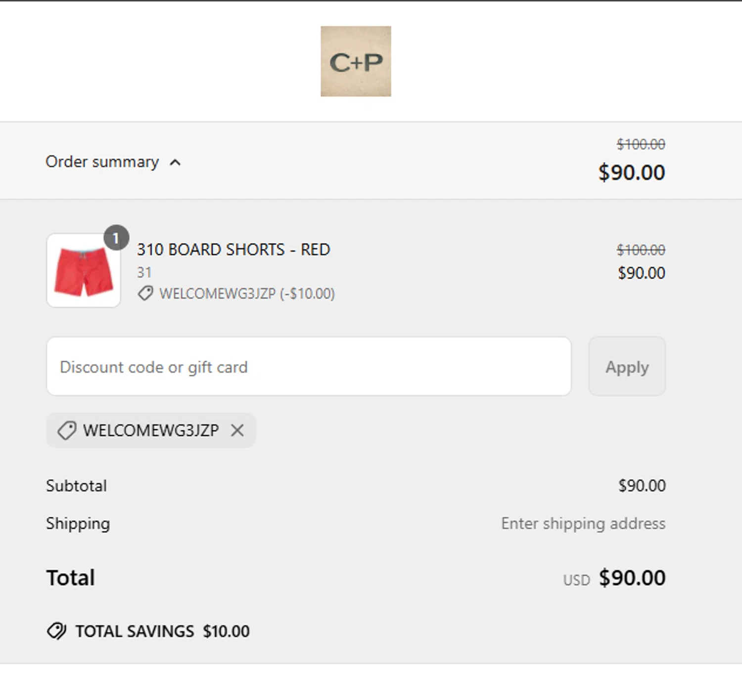 Cave + Post Trading Co. promo code screenshot showing code WELCOMEWG3JZP applied at Cave + Post Trading Co. checkout page. Uploaded by SimplyCodes community member cuticula on Apr 25, 2025