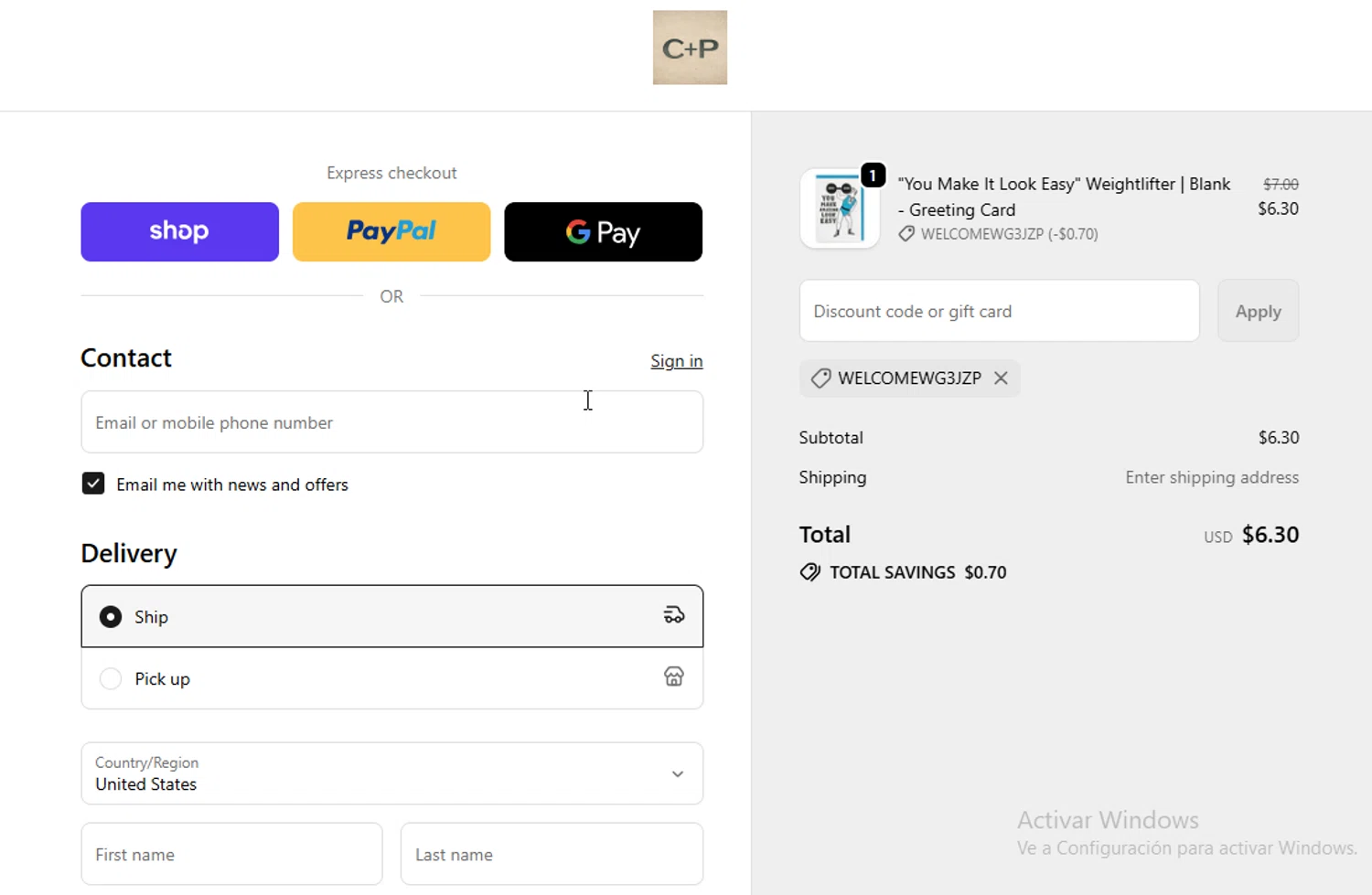 Cave + Post Trading Co. promo code screenshot showing code WELCOMEWG3JZP applied at Cave + Post Trading Co. checkout page. Uploaded by SimplyCodes community member ligthYA on Sep 20, 2025