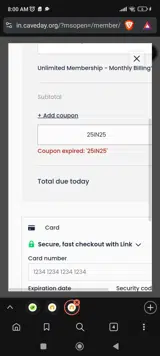 25IN25 coupon verification screenshot