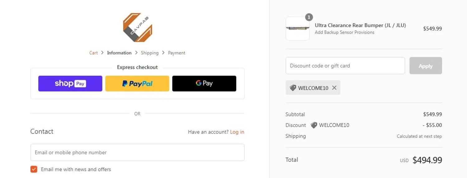 where to use CB Performance promo code box